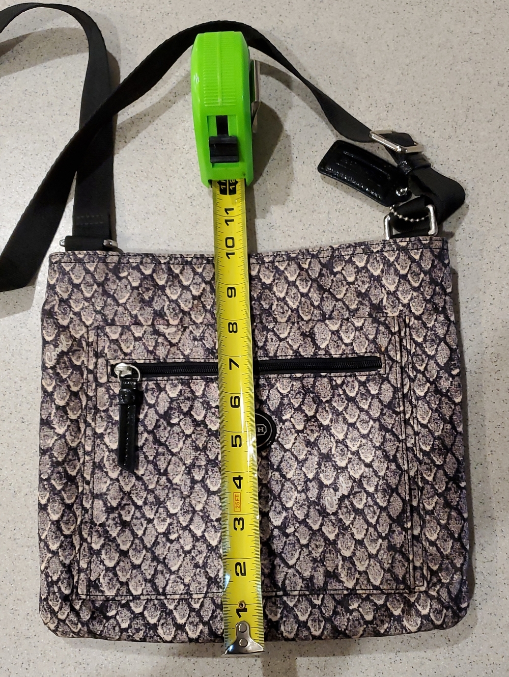 Coach Gray and Black Snake-Print Nylon Crossbody Bag, NWOT - Picture 11 of 13